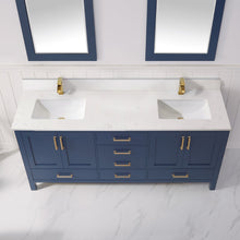 Load image into Gallery viewer, Vinnova Shannon 72&quot; Double Vanity in Royal Blue and Composite Carrara White Stone Countertop With Mirror- Vinnova