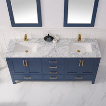 Load image into Gallery viewer, Vinnova Shannon 72&quot; Double Vanity in Royal Blue and Composite Carrara White Stone Countertop Without Mirror- Vinnova