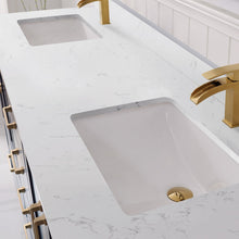 Load image into Gallery viewer, Vinnova Shannon 72&quot; Double Vanity in Royal Blue and Composite Carrara White Stone Countertop With Mirror- Vinnova