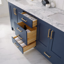 Load image into Gallery viewer, Vinnova Shannon 72&quot; Double Vanity in Royal Blue and Composite Carrara White Stone Countertop Without Mirror- Vinnova