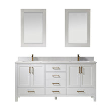Load image into Gallery viewer, Vinnova Shannon 72&quot; Double Vanity in White and Composite Carrara White Stone Countertop With Mirror- Vinnova