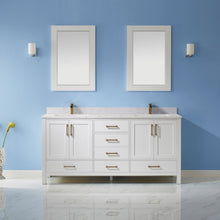 Load image into Gallery viewer, Vinnova Shannon 72&quot; Double Vanity in White and Composite Carrara White Stone Countertop With Mirror- Vinnova