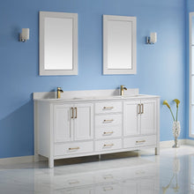 Load image into Gallery viewer, Vinnova Shannon 72&quot; Double Vanity in White and Composite Carrara White Stone Countertop With Mirror- Vinnova