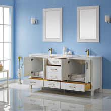 Load image into Gallery viewer, Vinnova Shannon 72&quot; Double Vanity in White and Composite Carrara White Stone Countertop Without Mirror- Vinnova