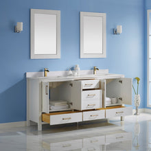 Load image into Gallery viewer, Vinnova Shannon 72&quot; Double Vanity in White and Composite Carrara White Stone Countertop With Mirror- Vinnova