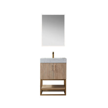 Load image into Gallery viewer, Vinnova Alistair 24&quot; Single Vanity in North American Oak with White Grain Stone Countertop With Mirror- Vinnova