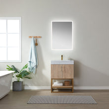 Load image into Gallery viewer, Vinnova Alistair 24&quot; Single Vanity in North American Oak with White Grain Stone Countertop With Mirror- Vinnova