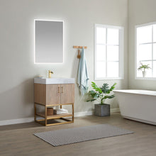 Load image into Gallery viewer, Vinnova Alistair 24&quot; Single Vanity in North American Oak with White Grain Stone Countertop With Mirror- Vinnova