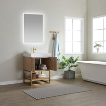 Load image into Gallery viewer, Vinnova Alistair 24&quot; Single Vanity in North American Oak with White Grain Stone Countertop With Mirror- Vinnova