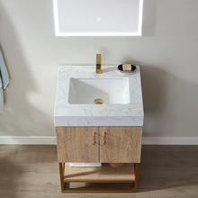 Load image into Gallery viewer, Vinnova Alistair 24&quot; Single Vanity in North American Oak with White Grain Stone Countertop With Mirror- Vinnova