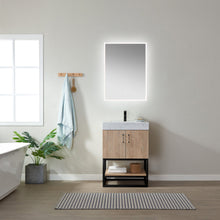 Load image into Gallery viewer, Vinnova Alistair 24B&quot; Single Vanity in North American Oak with White Grain Stone Countertop With Mirror- Vinnova