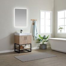 Load image into Gallery viewer, Vinnova Alistair 24B&quot; Single Vanity in North American Oak with White Grain Stone Countertop With Mirror- Vinnova