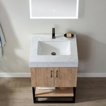 Load image into Gallery viewer, Vinnova Alistair 24B&quot; Single Vanity in North American Oak with White Grain Stone Countertop With Mirror- Vinnova