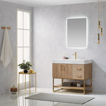 Load image into Gallery viewer, Vinnova Alistair 36&quot; Single Vanity in North American Oak with White Grain Stone Countertop With Mirror- Vinnova