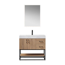 Load image into Gallery viewer, Vinnova Alistair 36B&quot; Single Vanity in North American Oak with White Grain Stone Countertop With Mirror- Vinnova
