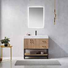 Load image into Gallery viewer, Vinnova Alistair 36B&quot; Single Vanity in North American Oak with White Grain Stone Countertop With Mirror- Vinnova