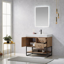 Load image into Gallery viewer, Vinnova Alistair 36B&quot; Single Vanity in North American Oak with White Grain Stone Countertop With Mirror- Vinnova