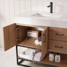 Load image into Gallery viewer, Vinnova Alistair 36B&quot; Single Vanity in North American Oak with White Grain Stone Countertop With Mirror- Vinnova