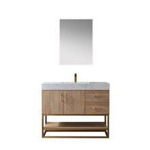 Load image into Gallery viewer, Vinnova Alistair 42&quot; Single Vanity in North American Oak with White Grain Stone Countertop With Mirror- Vinnova