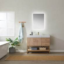 Load image into Gallery viewer, Vinnova Alistair 42&quot; Single Vanity in North American Oak with White Grain Stone Countertop With Mirror- Vinnova
