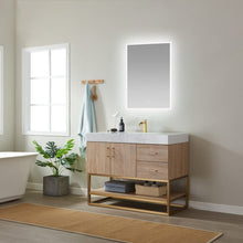 Load image into Gallery viewer, Vinnova Alistair 42&quot; Single Vanity in North American Oak with White Grain Stone Countertop With Mirror- Vinnova