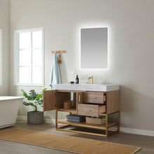 Load image into Gallery viewer, Vinnova Alistair 42&quot; Single Vanity in North American Oak with White Grain Stone Countertop With Mirror- Vinnova