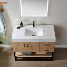 Load image into Gallery viewer, Vinnova Alistair 42B&quot; Single Vanity in North American Oak with White Grain Stone Countertop With Mirror- Vinnova