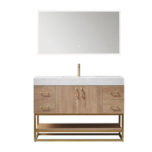 Load image into Gallery viewer, Vinnova Alistair 48&quot; Single Vanity in North American Oak with White Grain Stone Countertop With Mirror- Vinnova
