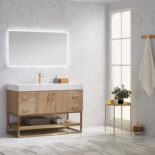 Load image into Gallery viewer, Vinnova Alistair 48&quot; Single Vanity in North American Oak with White Grain Stone Countertop With Mirror- Vinnova