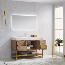 Load image into Gallery viewer, Vinnova Alistair 48&quot; Single Vanity in North American Oak with White Grain Stone Countertop With Mirror- Vinnova
