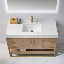 Load image into Gallery viewer, Vinnova Alistair 48&quot; Single Vanity in North American Oak with White Grain Stone Countertop With Mirror- Vinnova