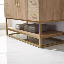 Load image into Gallery viewer, Vinnova Alistair 48&quot; Single Vanity in North American Oak with White Grain Stone Countertop With Mirror- Vinnova