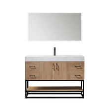 Load image into Gallery viewer, Vinnova Alistair 48B&quot; Single Vanity in North American Oak with White Grain Stone Countertop With Mirror- Vinnova