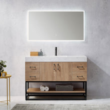 Load image into Gallery viewer, Vinnova Alistair 48B&quot; Single Vanity in North American Oak with White Grain Stone Countertop With Mirror- Vinnova