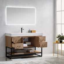 Load image into Gallery viewer, Vinnova Alistair 48B&quot; Single Vanity in North American Oak with White Grain Stone Countertop With Mirror- Vinnova