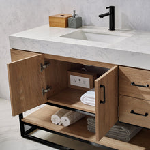 Load image into Gallery viewer, Vinnova Alistair 48B&quot; Single Vanity in North American Oak with White Grain Stone Countertop With Mirror- Vinnova