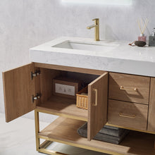 Load image into Gallery viewer, Vinnova Alistair 60&quot; Double Vanity in North American Oak with White Grain Stone Countertop With Mirror- Vinnova