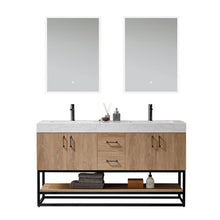 Load image into Gallery viewer, Vinnova Alistair 60B&quot; Double Vanity in North American Oak with White Grain Stone Countertop With Mirror- Vinnova