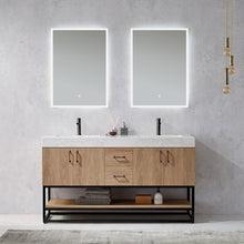 Load image into Gallery viewer, Vinnova Alistair 60B&quot; Double Vanity in North American Oak with White Grain Stone Countertop With Mirror- Vinnova