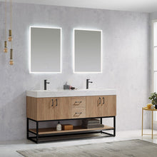 Load image into Gallery viewer, Vinnova Alistair 60B&quot; Double Vanity in North American Oak with White Grain Stone Countertop With Mirror- Vinnova