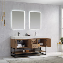 Load image into Gallery viewer, Vinnova Alistair 60B&quot; Double Vanity in North American Oak with White Grain Stone Countertop With Mirror- Vinnova