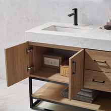 Load image into Gallery viewer, Vinnova Alistair 60B&quot; Double Vanity in North American Oak with White Grain Stone Countertop With Mirror- Vinnova
