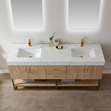 Load image into Gallery viewer, Vinnova Alistair 72&quot; Double Vanity in North American Oak with White Grain Stone Countertop With Mirror- Vinnova