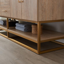 Load image into Gallery viewer, Vinnova Alistair 72&quot; Double Vanity in North American Oak with White Grain Stone Countertop With Mirror- Vinnova