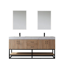 Load image into Gallery viewer, Vinnova Alistair 72B&quot; Double Vanity in North American Oak with White Grain Stone Countertop With Mirror- Vinnova