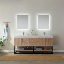 Load image into Gallery viewer, Vinnova Alistair 72B&quot; Double Vanity in North American Oak with White Grain Stone Countertop With Mirror- Vinnova