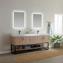 Load image into Gallery viewer, Vinnova Alistair 72B&quot; Double Vanity in North American Oak with White Grain Stone Countertop With Mirror- Vinnova