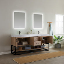 Load image into Gallery viewer, Vinnova Alistair 72B&quot; Double Vanity in North American Oak with White Grain Stone Countertop With Mirror- Vinnova