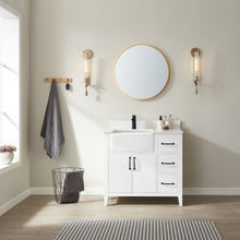 Load image into Gallery viewer, Vinnova Sevilla 36&quot; Vanity in White with White Composite Stone Countertop With Mirror- Vinnova