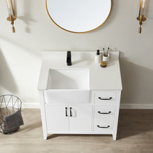 Load image into Gallery viewer, Vinnova Sevilla 36&quot; Vanity in White with White Composite Stone Countertop With Mirror- Vinnova